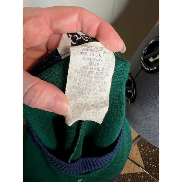 sweatshirt plaid chevron quilted green navy shoulder pads 1980s - Image 11