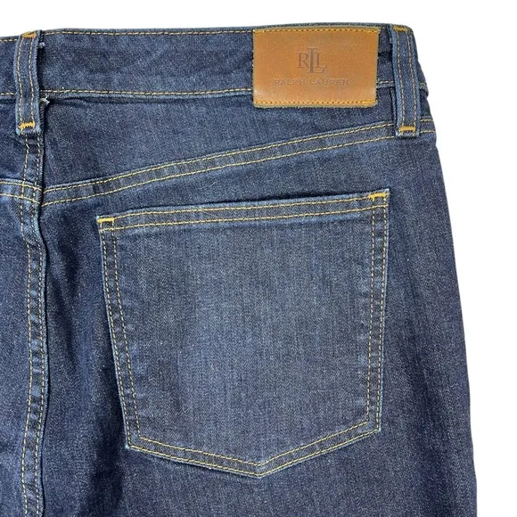 Lauren‎ Ralph Lauren Straight Leg Jeans 14 Dark Wash Blue Denim Mid Rise Classic - Image 9