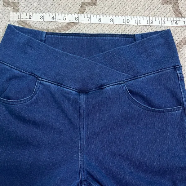 Halara Flex High Waisted Crossover Pockets 7/8 blue jeans, size large, 02699020 - Image 6