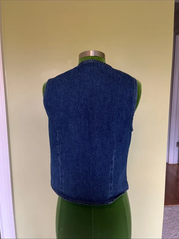 ASOS Denim Tie-Front Vest in Dark Blue - Image 3