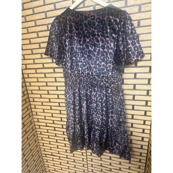 French Connection Tan Leopard Print Velour Dress‎ Size Medium - Image 2