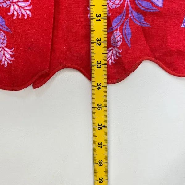 NWOT Farm Rio Red Porcelain Garden Scalloped Linen Midi Skirt Size S - Image 12