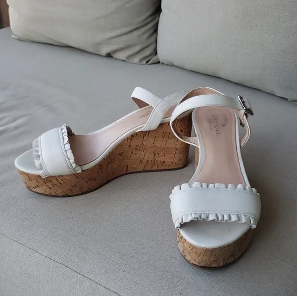 Kate Spade Frilly Platform Wedges, Size 8 - Image 8