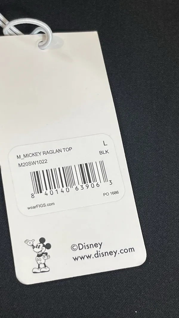 FIGS Disney Mickey Mouse Scrub Top Raglan Black Healthcare L NWT - Image 9