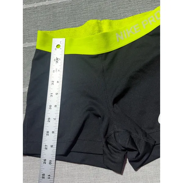 Nike Pro Women Small Black Neon Yellow 3 Inch Inseam Compression Shorts Athletic - Image 2