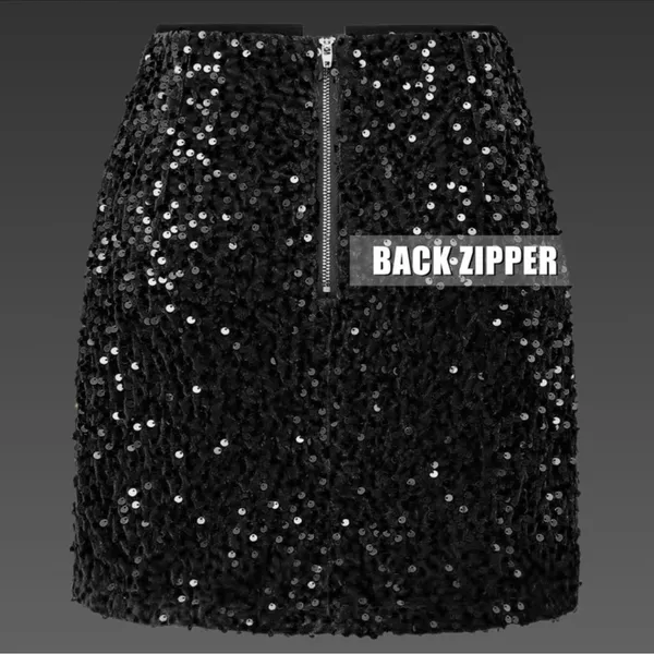 NWT Kinghua Sequin High Waisted Bodycon Mini‎ Skirt Small - Image 4