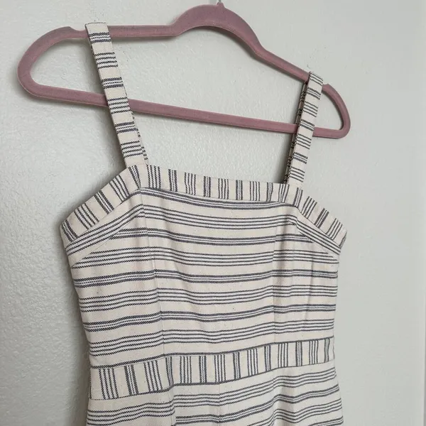 Anthropologie Paper Crown Womens S Romper Lined Shorts Zipper Jumper Cream Navy - Image 4