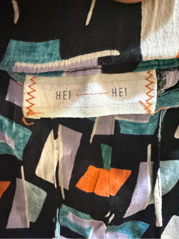 Anthropologie Hei Hei Ginza Geometric Print Pull On Crop Pants Black Blue Size M - Image 4