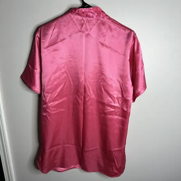 Women's‎ Vintage Victoria's Secret Size S Gold Label Pink Button Nihtgown Satin - Image 4