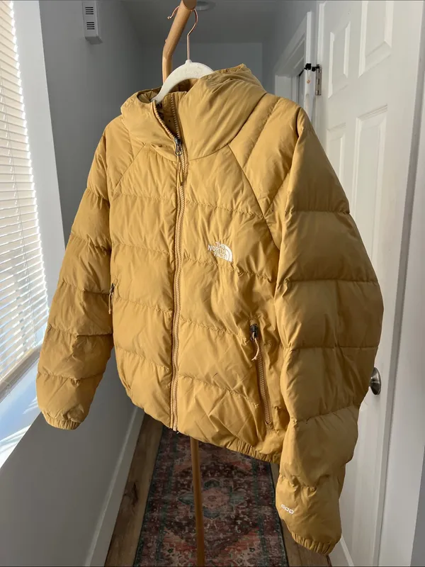 The North Face Hydrenalite Down Hooded Full Zip Puffer Jacket Golden Yellow XL - Image 2