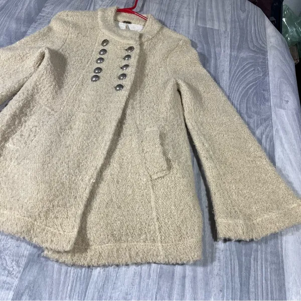 Free People Cornflower Tan Military Sweater Coat; Medium - Image 5