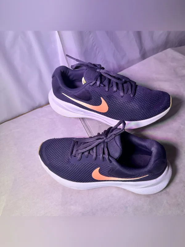 Nike Women's Athletic Sneakers - Purple with Pink Swoosh - Image 3