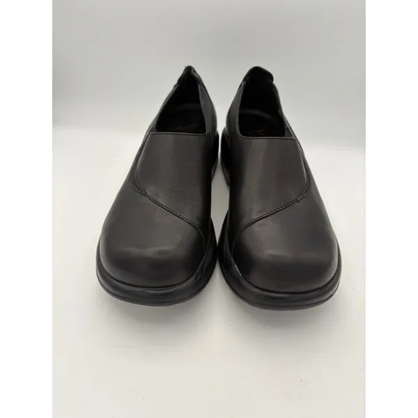 Women’s Dansko Size 8 Black Leather Slip On Espadrilles - Image 2