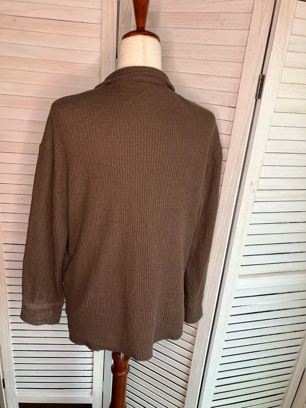 Women’s Brown Waffle Knit Jacket size M Size M - Image 3