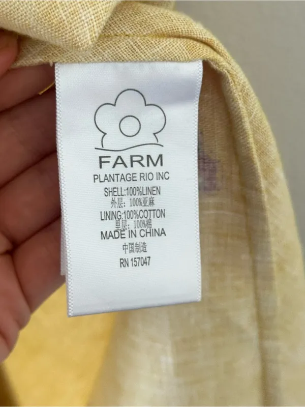 Farm Rio 100% Linen Jungle Tucanos Button Midi Yellow Embroidered Dress Sz XS - Image 17