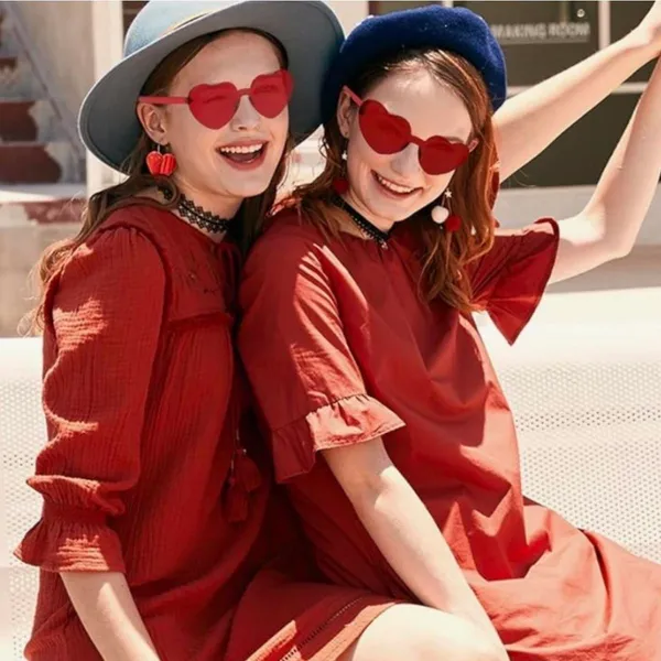 Heart Shaped Sunglasses Red - Image 3