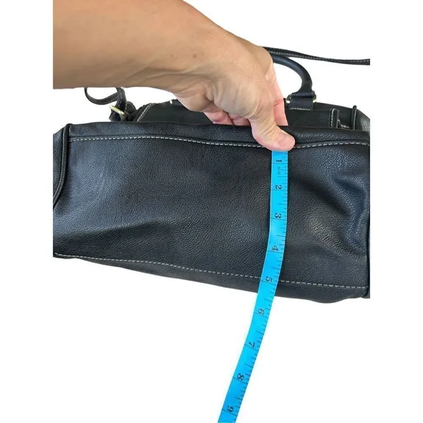 Unbranded Womens faux leather black purse handbag side pockets dual handle strap - Image 6