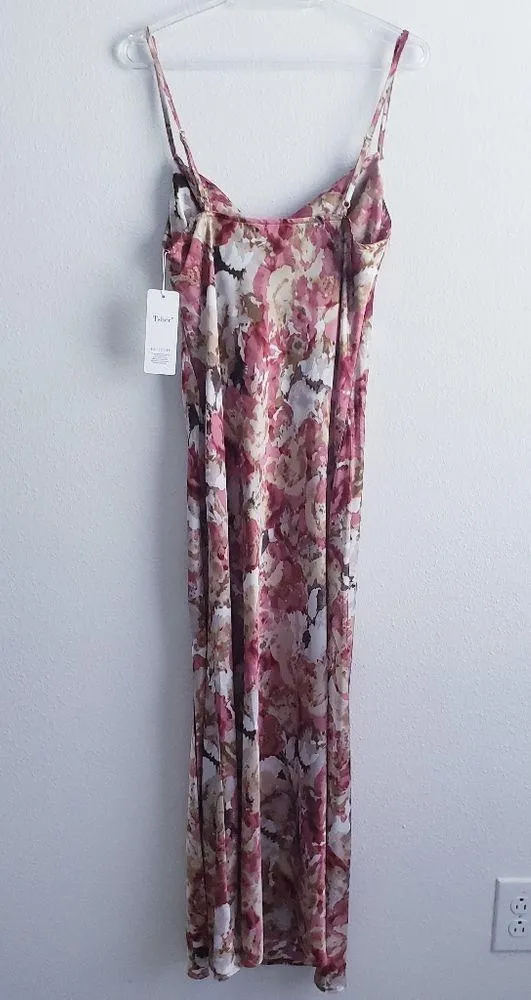 Tsher Floral Spaghetti Strap Slit Maxi Dress New - Image 6