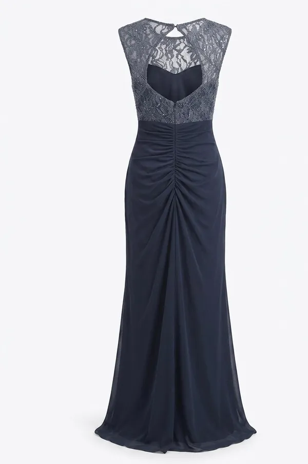 B&A Navy Lace Bodice Maxi Dress with Keyhole Detail - Image 3