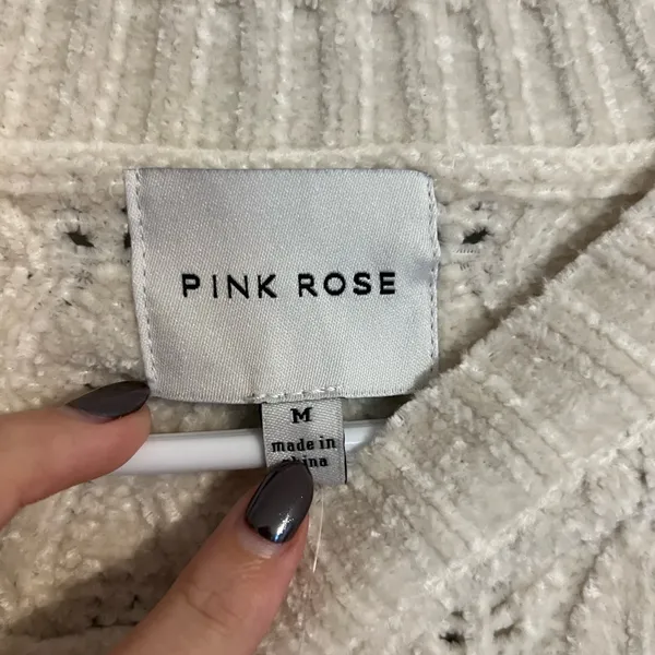Pink Rose Ivory Textured Knit Sweater - Image 2