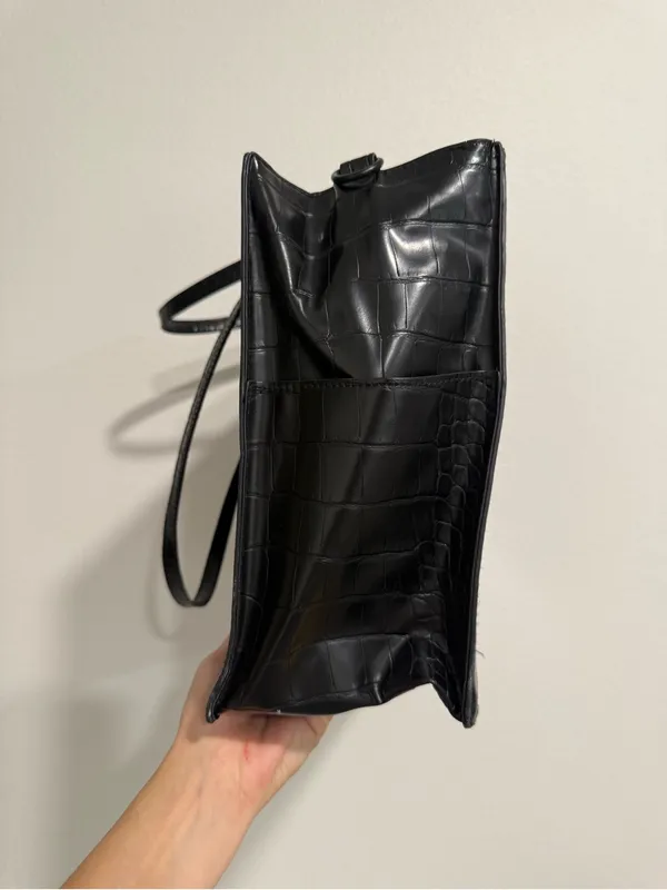 BEIS The Work Tote in Black Croc-Embossed Faux Leather - Image 11