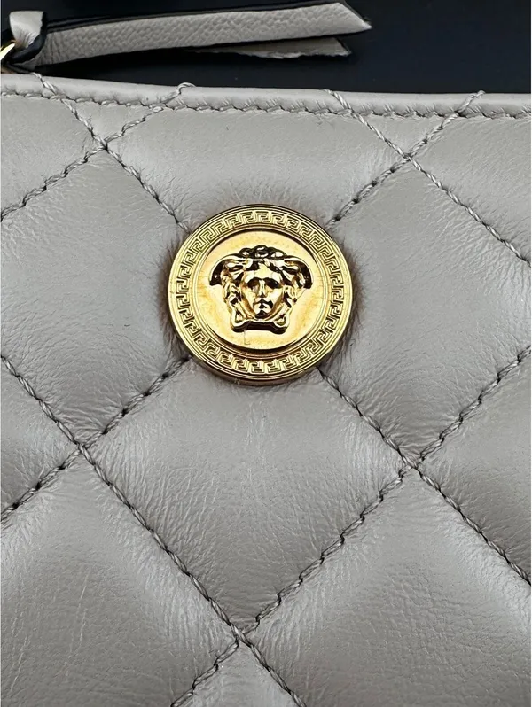 Versace Quilted Leather Wallet with Gold Medusa Button - Image 4