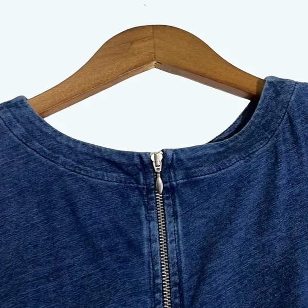 LOFT Denim Look Sleeveless Dress Blue Zip Back Lightweight Size 0 - Image 9