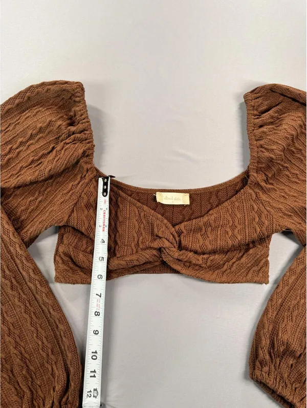Alter'd State | Small | Cable Knit Twist Front Crop Top Brown - Image 4
