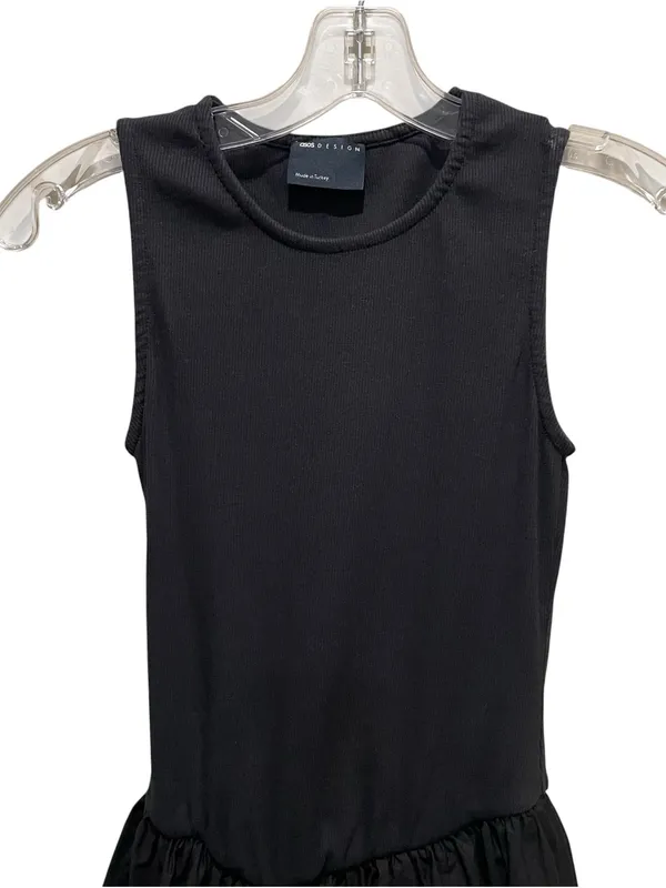 ASOS Design Ribbed Sleeveless Bubble Hem Mini Dress Black Women’s Size Small - Image 5