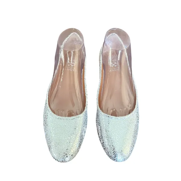 Vince Camuto Silver Metallic Crackle Ballet Flats Almond Toe womens 8M/39‎ - Image 3