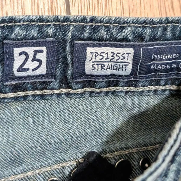 MISS ME Skinny Straight Jeans‎ Womens 25 BLING Studs Rhinestones Crystals Frayed - Image 5