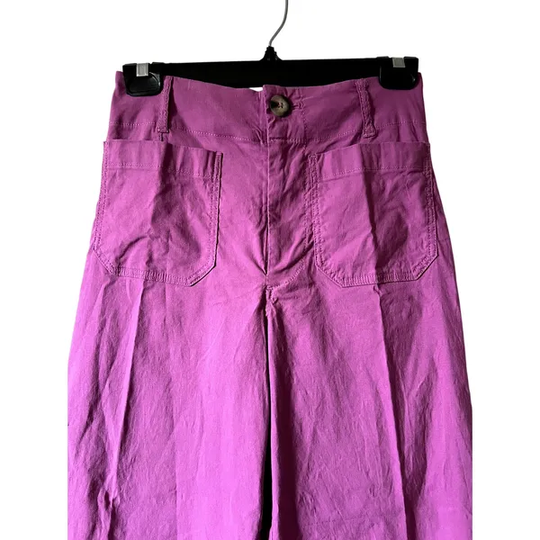 Maeve Anthropologie The Colette Pants Pink Size 25 Viscose Linen Cotton - Image 3