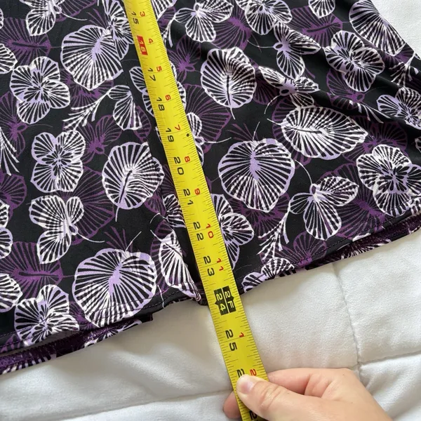 Vintage 90s Skirt Womens Large Black Purple Floral Stretch Feminine Dainty Fairy - Image 3