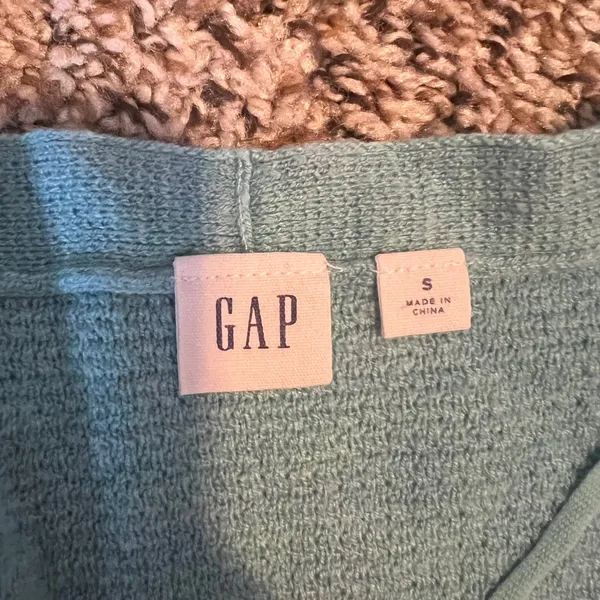 GAP‎ Women Light Blue Textured V Neck Sweater Size Small Merino Blend - Image 2