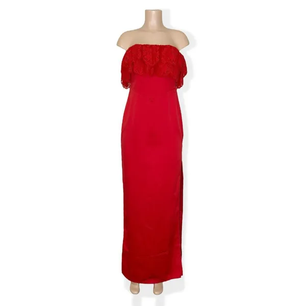 LOVERS + FRIENDS Sylvia Strapless Satin Gown, Flame Scarlet, Medium - Image 5