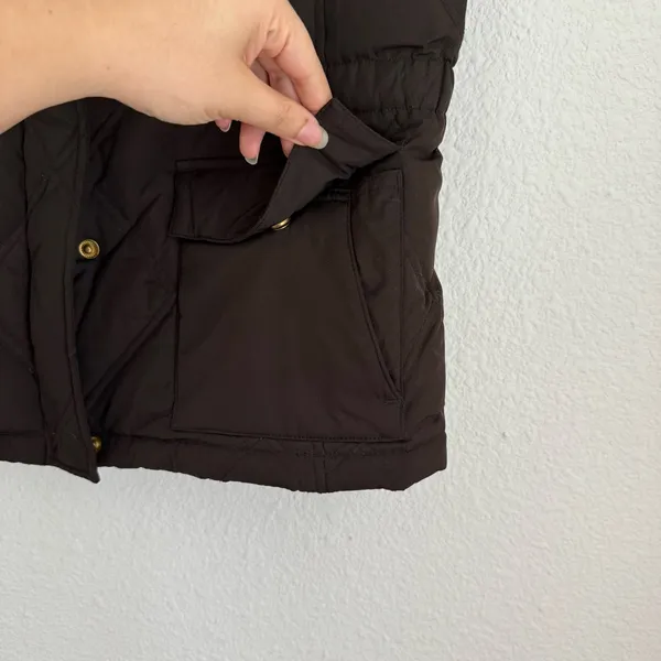 Land’s End Espresso Brown Quilted Puffer Vest Jacket Zip Up Women’s Size XS 2 4 - Image 5