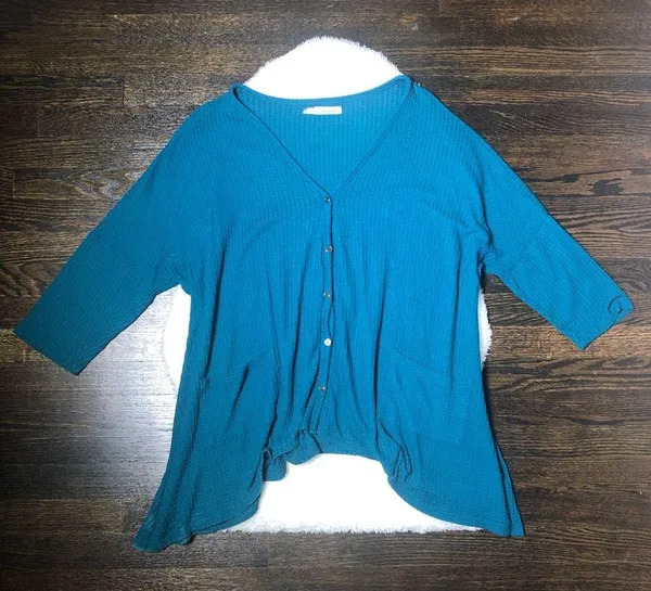 Maurice’s Plus Blue Knit Henley Top - Image 2
