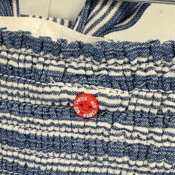 Red Carter Blue White Striped Smocked Halter Crop Top Size Small Summer - Image 3
