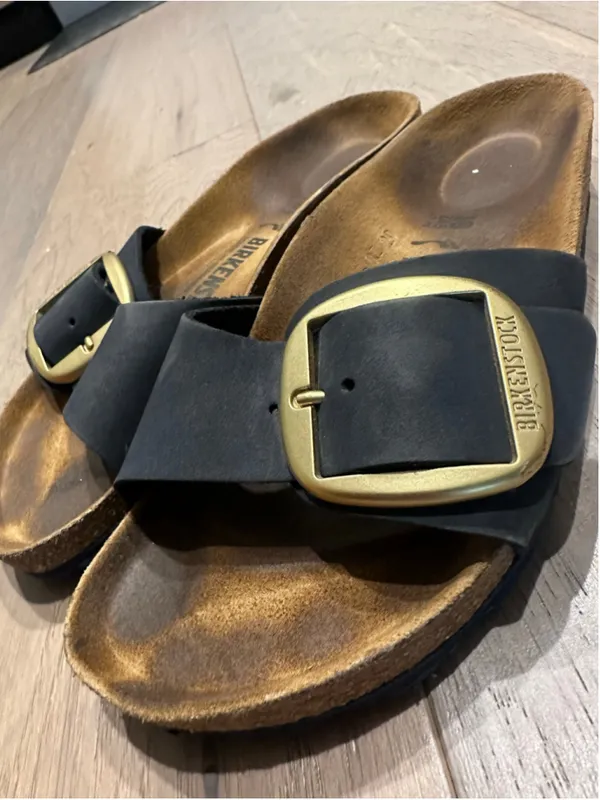 Birkenstock Madrid Big Gold Buckle Midnight Nubuck Nar - Navy - size 38 EU - Image 6