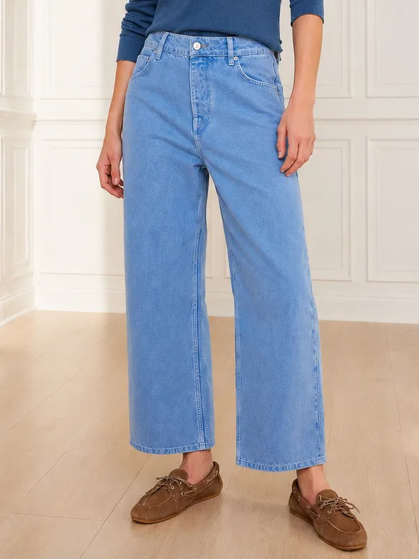 Free People We The Free Deep Trance Dropped Barrel Jeans Size 27 Ocean Blue Wash - Image 14