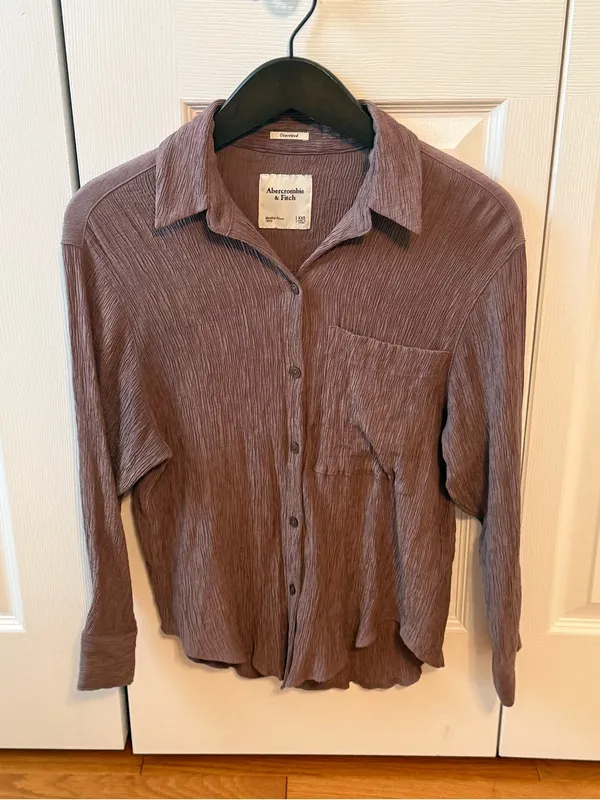 Abercrombie & Fitch Brown Gauze Button Up Long Sleeve - Image 2