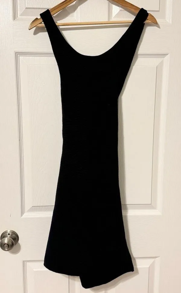 Abercrombie & Fitch Scuba Cross-Back Elevated Knit Ribbed Dress Size XL Black - Image 2