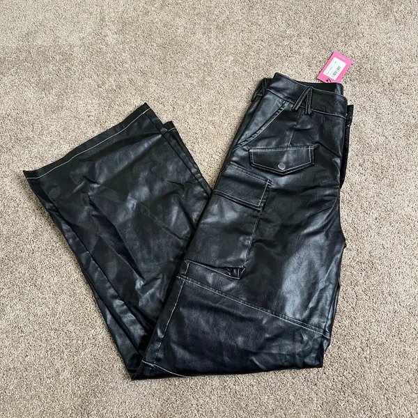 Edikted Faye Faux Leather‎ Cargo Pants - Image 2