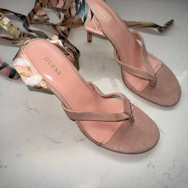 Guess Tropical Print Strappy Heels - Image 6