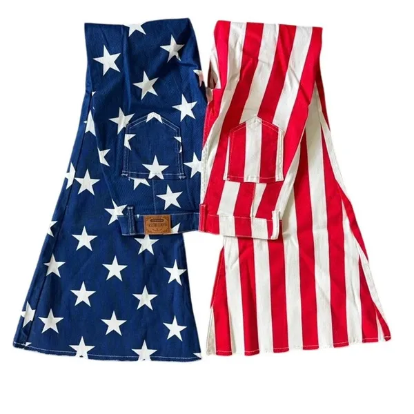 Ranch Dress'n Super Flare American Flag Denim Jeans Bell Bottoms Size 0 NWOT - Image 2
