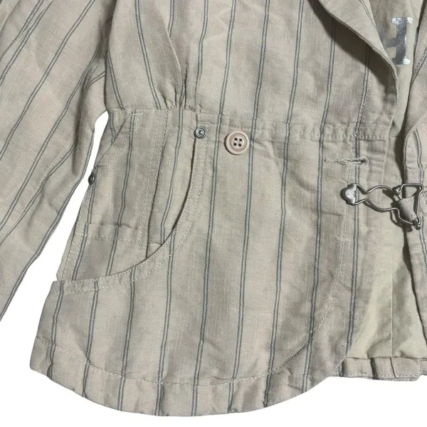 Vintage Women's Diesel‎ Flight Bright Cream Stripe Short Blazer Jacket Sz Small - Image 5