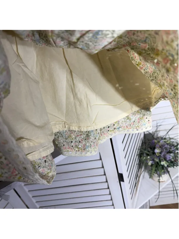 Vintage retro mini skirt floral eyelet lace fairy coastal cowgirl boho festival - Image 6