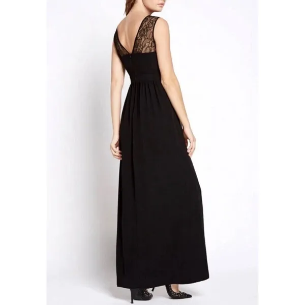 BCBGeneration Black Lace Insert Trim Wedding Guest Maxi Evening Gown Dress Sz‎ 8 - Image 2