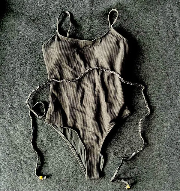 Black rope ribbed monokini one piece Size M - Image 7