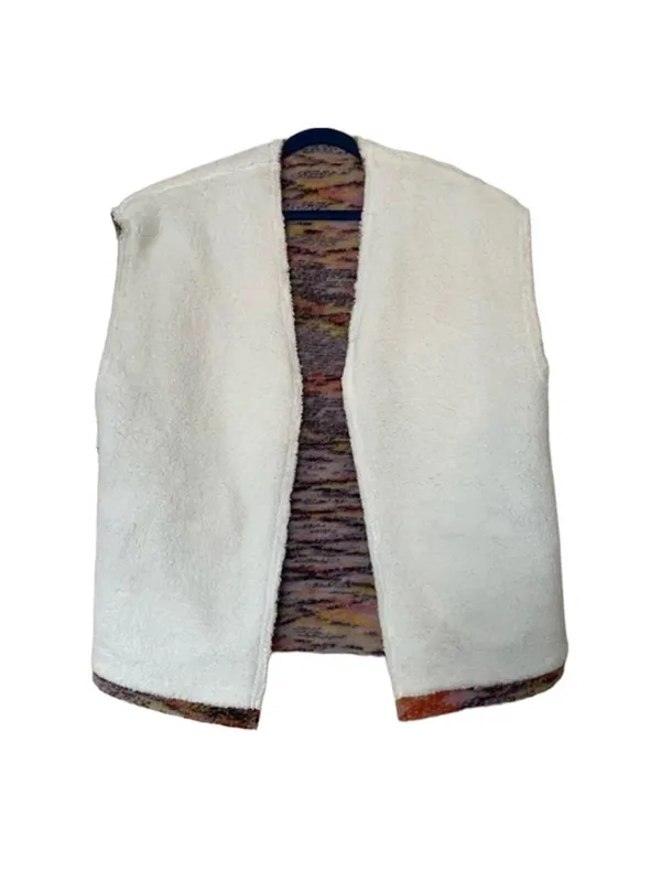 Free PEOPLE Layer Up Vest Wool and Sherpa Aztec print Reversible XS oversized - Image 7